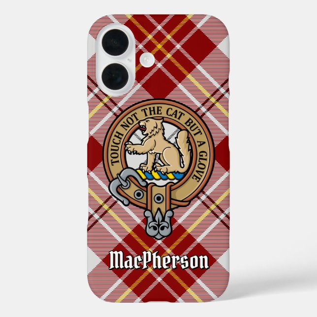 Funda iPhone 16 Clan MacPherson Escudo por Red Dress Tartán (Reverso )