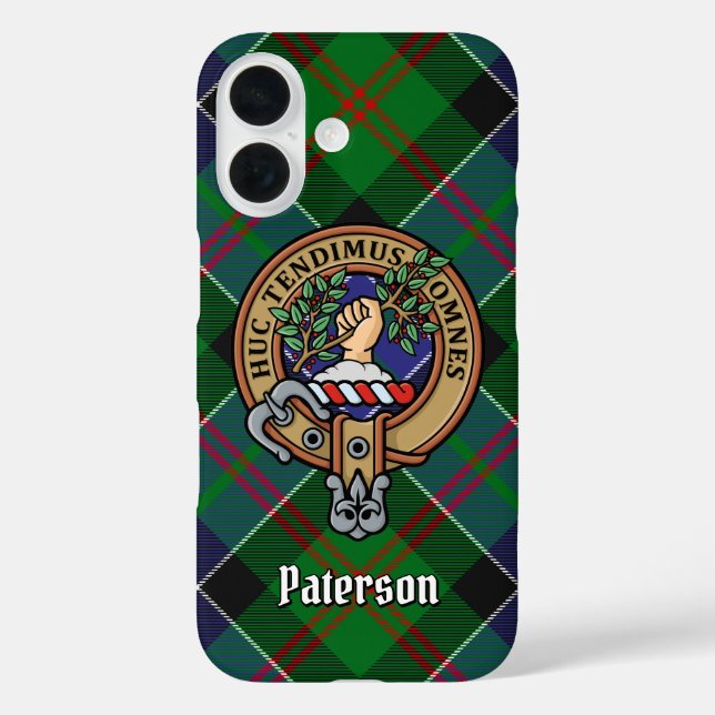 Funda iPhone 16 Clan Paterson Escudo sobre Tartán (Reverso )