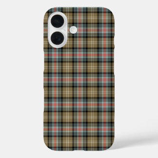 Funda iPhone 16 Clan Sutherland Tartán Tan y Placa Negra