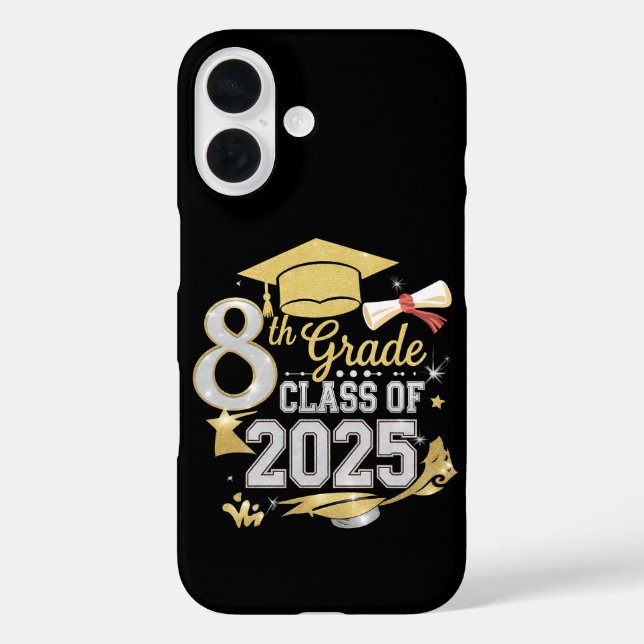 Funda iPhone 16 Clase de 8º Grado Graduada Promoción 2025 (Reverso )