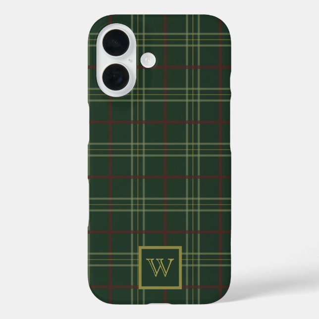 Funda iPhone 16 Clásico Dark Green Plaid (Reverso )