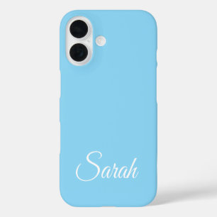 Funda iPhone 16 Clásico Moderno Elegante Nombre Personalizado Azul