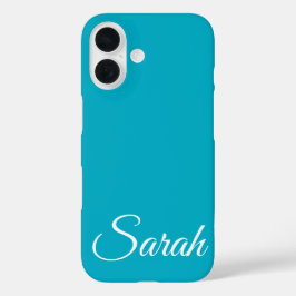 Funda iPhone 16 Clásico Moderno Elegante Nombre Personalizado Azul