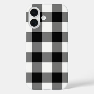 Funda iPhone 16 Clásico Plaid Búfalo Blanco Negro