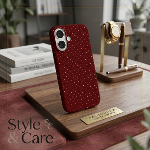 Funda iPhone 16 Clásico Protector de Lunares Blancos sobre Rojo Bu