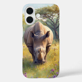 Funda iPhone 16 Clásico Retro Rinoceronte Africano