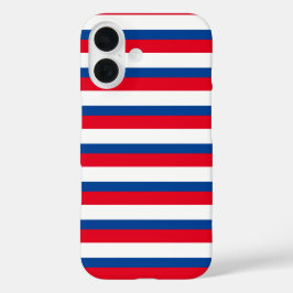 Funda iPhone 16 Clásico Rojo, Blanco y Azul a rayas