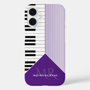 Funda iPhone 16 Clásicos de piano púrpura real