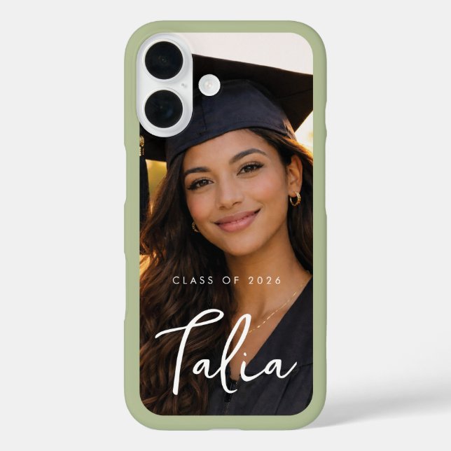 Funda iPhone 16 CLASS OF 2026  |  SAGE EDGE phone case with name (Reverso )
