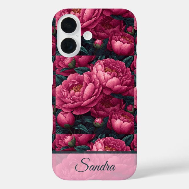 Funda iPhone 16 Classic Christmas Gift Peony Custom (Reverso )
