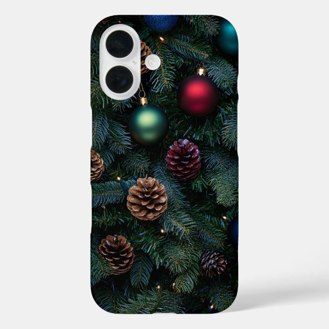 Funda iPhone 16 Classic Elegant Christmas Tree Ornaments (Reverso )