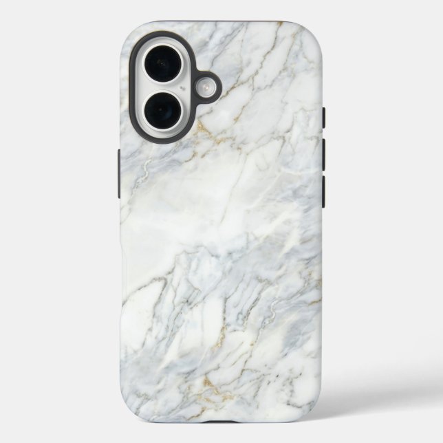 Funda iPhone 16 Classic White Marble & Gold Veins Case | iPhone 16 (Reverso )