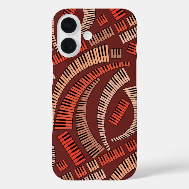 Funda iPhone 16 Claves de piano curvas (Reverso )