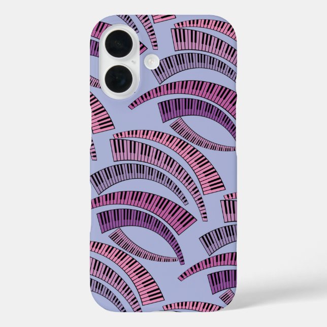 Funda iPhone 16 Claves de piano curvas (Reverso )