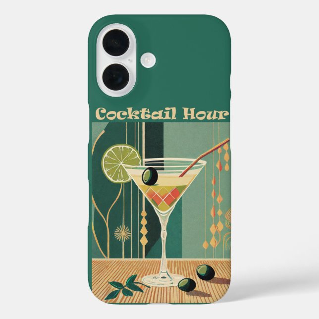 Funda iPhone 16 Cocktail Hour Mid Century Martini Moderno (Reverso )