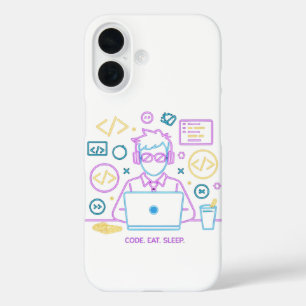Funda iPhone 16 Código. Comer. Dormir.