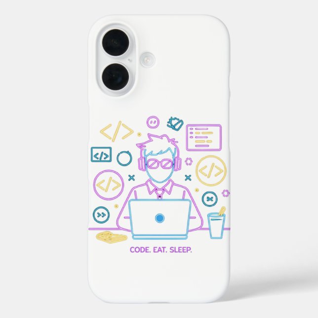 Funda iPhone 16 Código. Comer. Dormir. (Reverso )