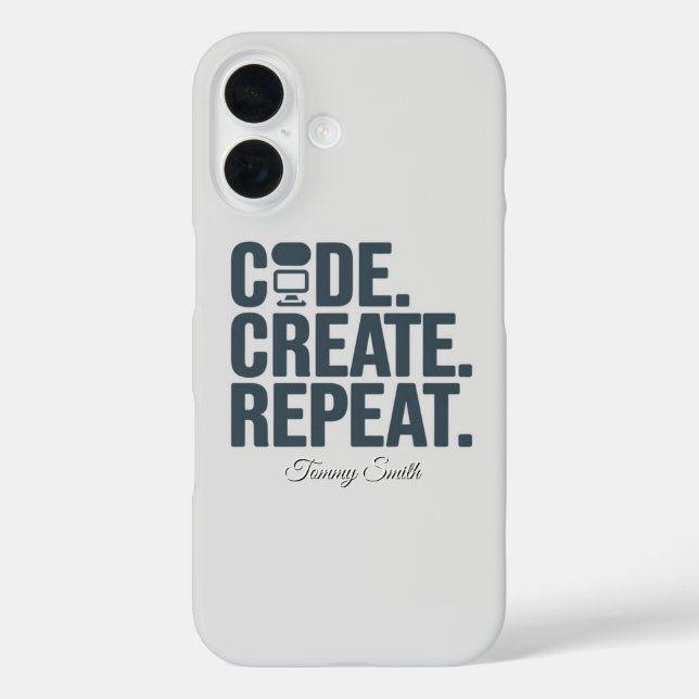 Funda iPhone 16 Código. Crear. Repite. - Tecnología inspiradora (Reverso )