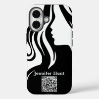 Código QR moderno , empleado, blanco y negro