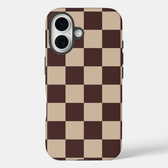 Funda iPhone 16 Coffee Brown Checkerboard (Reverso )
