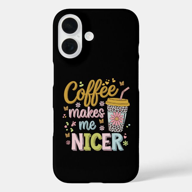 Funda iPhone 16 Coffee Lover Cafeinated Leopard Coffee Me Hace (Reverso )