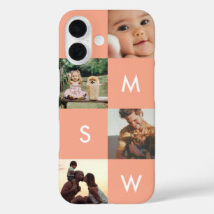 Funda iPhone 16 Colaje de Fotos Personalizado Moderno Monograma