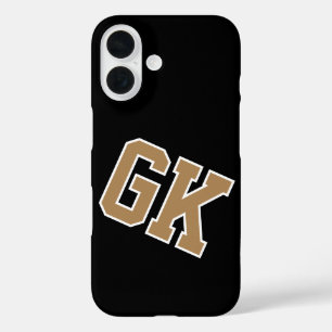 Funda iPhone 16 Colegio Negro Dorado Blanco Monograma Iniciales