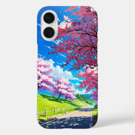 Funda iPhone 16 Colinas Cherry Blossom - Paisaje Anime Spring