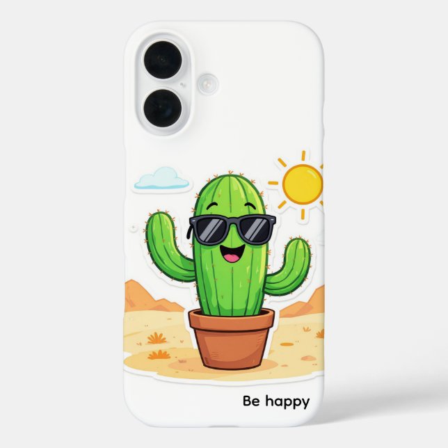 Funda iPhone 16 Coll Cactus | Ser feliz (Reverso )