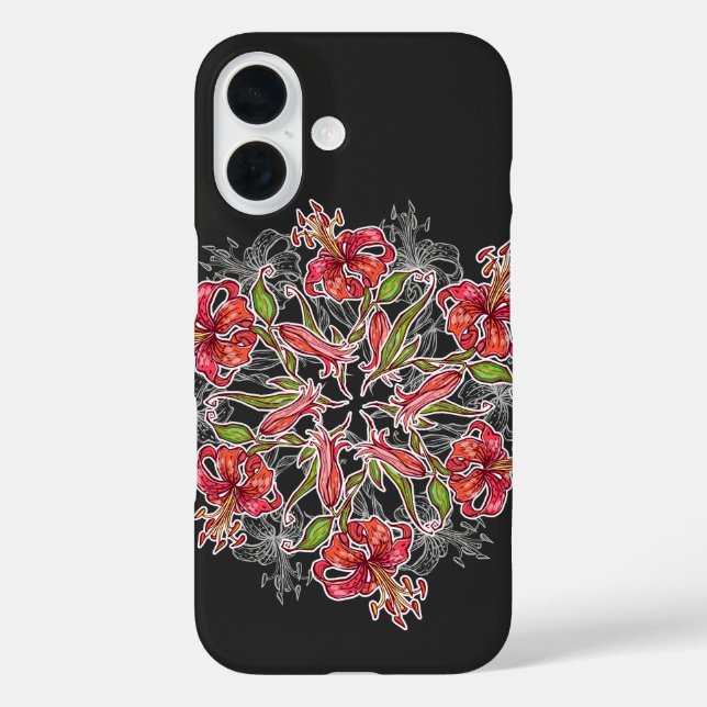 Funda iPhone 16 Collage de Flor de Lirio en Flor (Reverso )