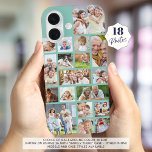 Funda iPhone 16 Collage de fotos 18 Fotos Personalizado de la Casa<br><div class="desc">Lleve 18 de sus fotos favoritas en este estuche de teléfono celular de color personalizado con un collage de fotos de una variedad de formas y tamaños de imágenes (mostrado en verde menta o turquesa). Cambiar el color de fondo en EDIT. OPCIONES TELEFÓNICAS: El ejemplo se muestra en el iPhone...</div>
