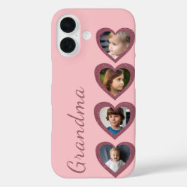 Funda iPhone 16 Collage de fotos de los nietos de los corazones ro