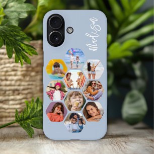 Funda iPhone 16 Collage de Fotos Múltiples Personalizado con Nombr