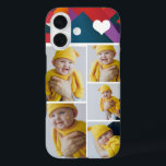 Funda iPhone 16 Collage de fotos personalizado con corazón<br><div class="desc">Haz un estuche de teléfono personalizado para mantener fotos con detalles de corazón de amor de Ricaso - agrega tus propias fotografías - collage de fotos mantener regalos disponibles para muchos estilos - elige tu opción en el menú desplegable</div>