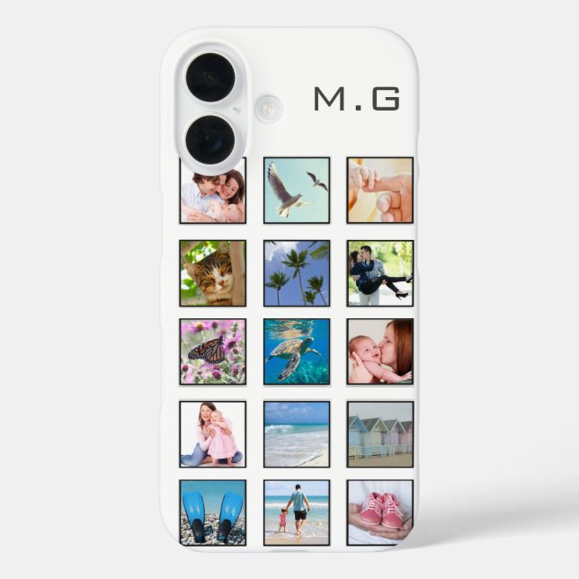 Funda iPhone 16 Collage de fotos Personalizado cuadrado clásico (Reverso )