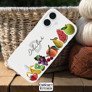 Funda iPhone 16 Collage de frutas con crochet de arcoiris brillant