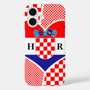 Funda iPhone 16 Collage de sangre con bandera croata monograma con