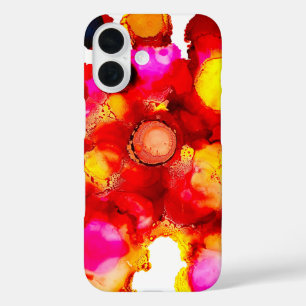 Funda iPhone 16 Color abstracto rojo y rosa
