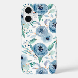 Funda iPhone 16 Color de agua azul verde floral