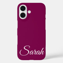 Funda iPhone 16 Color del vino con el nombre personalizado clásico