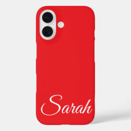 Funda iPhone 16 Color rojo del moderno y elegante nombre clásico p