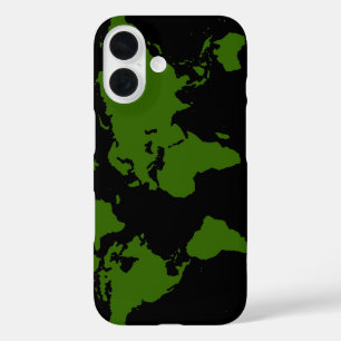 Funda iPhone 16 color verde del mapa del mundo