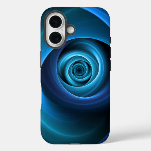 Funda iPhone 16 Colores azules espirales 3D Resumen arte fractal m