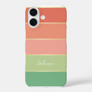 Funda iPhone 16 Colores de verano personalizado bandas de bloques 