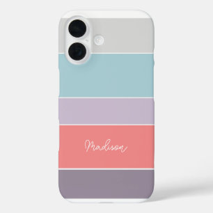 Funda iPhone 16 Colores de verano personalizado bandas de bloques 