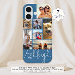 Funda iPhone 16 Colores Personalizados de Collage de fotos persona<br><div class="desc">Crea tu propio estuche de teléfono celular fotográfico a color personalizado y personalizado utilizando este diseño de plantilla de fotos fácil de cargar con 7 imágenes en diferentes tamaños y formas nombre en tu elección de estilo de fuente y todos los colores (se muestra con un tipo de letra con...</div>