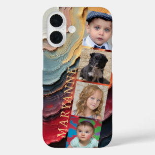 Funda iPhone 16 Colores únicos de pintura seca con 4 fotos