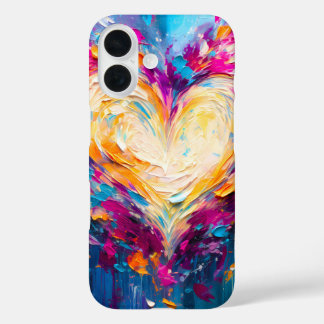Funda iPhone 16 Colorful Abstract Modern Love Heart