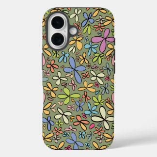 Funda iPhone 16 Colorful Abstract Wildflower Garden