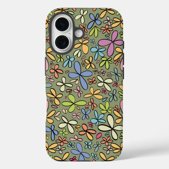 Funda iPhone 16 Colorful Abstract Wildflower Garden (Reverso )